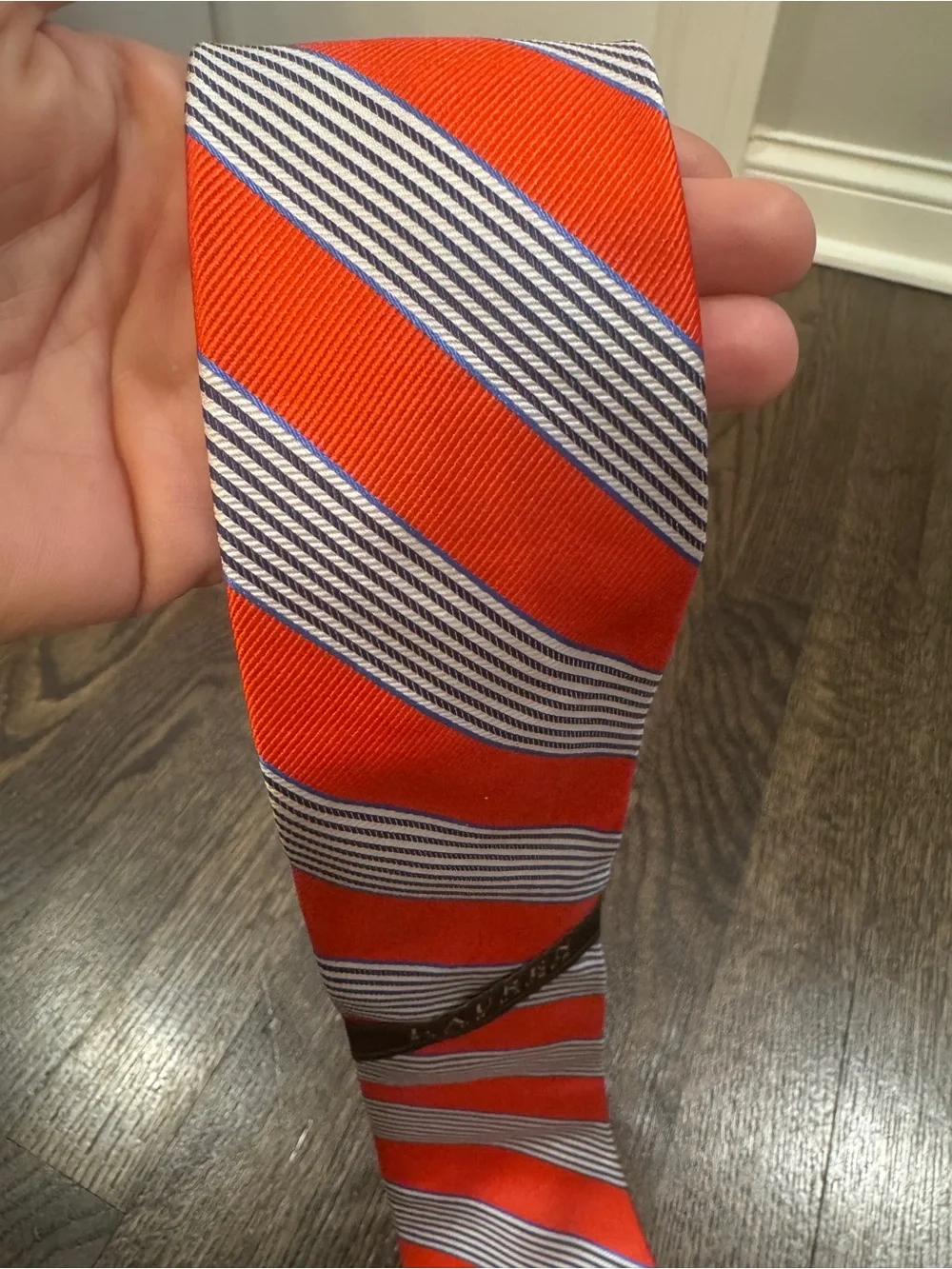 Lauren Ralph Lauren Orange & Blue Stripe Silk Stripe Tie